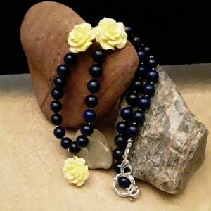 SOLD Lapis Lazuli White Bamboo Coral Flower Neck.